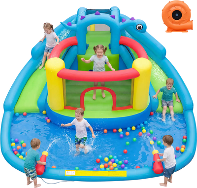 Costway Dinosaur Kids Inflatable Bounce House w/ 860W Air Blower 60159807 New