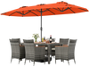8-Piece Patio Dining Set with Double-Sided Market Umbrella