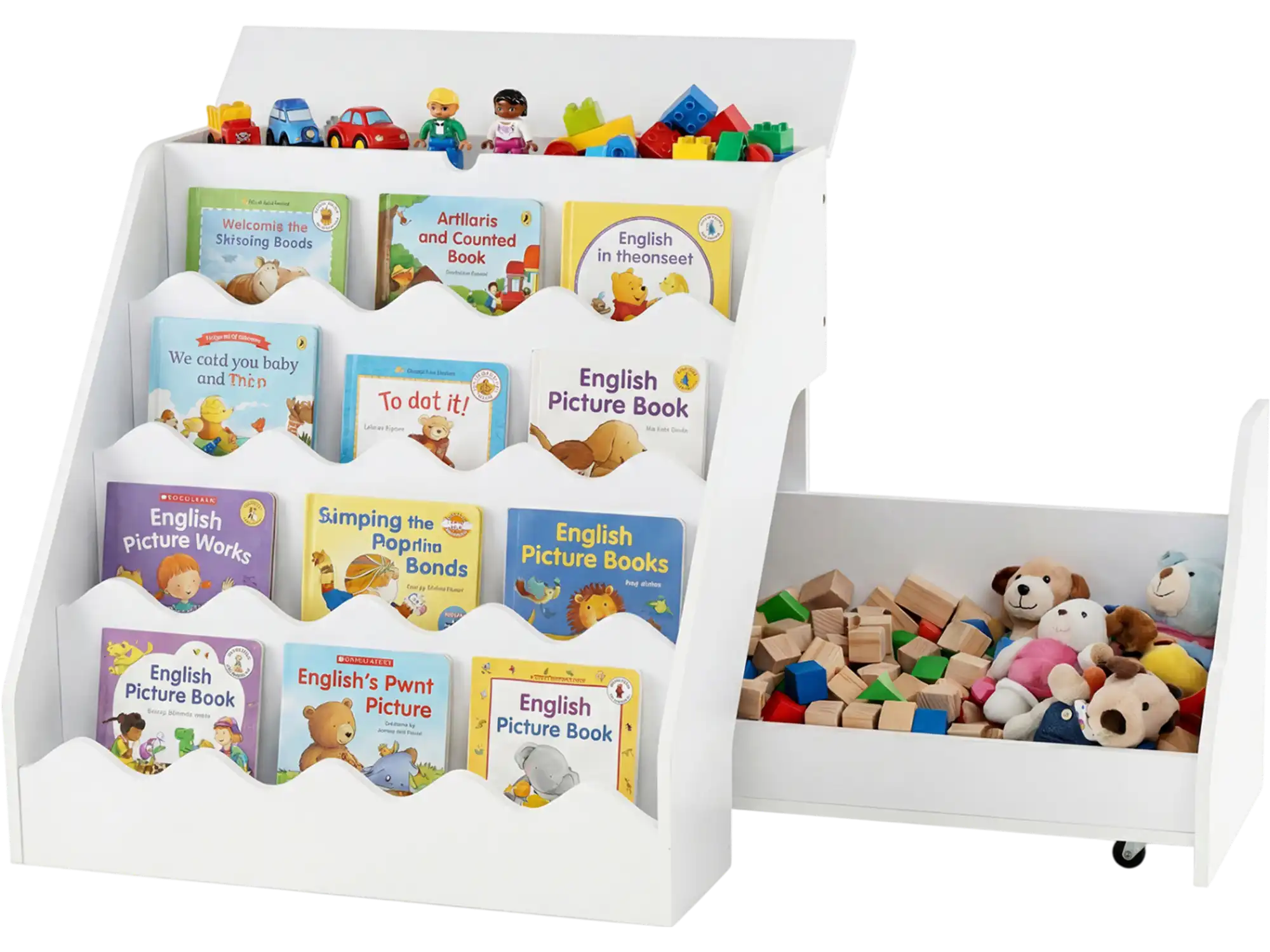 Costway 2-in-1 Kids Bookshelf Toy Storage Organizer 53627079 New