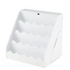 4-tier white kids bookshelf and toy storage organizer with top compartment and rolling cart for flexible play and.