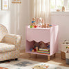 Toddler scalloped side table in pink with open compartment, perfect as a kids nightstand or storage solution.