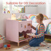 Toddler scalloped side table in pink with open compartment, perfect for kids' nightstand and DIY decoration.