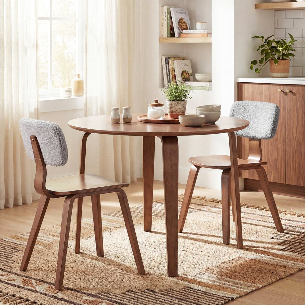3 Piece Dining Table Set with 2 Padded Dining Chairs and Rubber Wood Table-Walnut & Gray - Gallery View 1 of 7