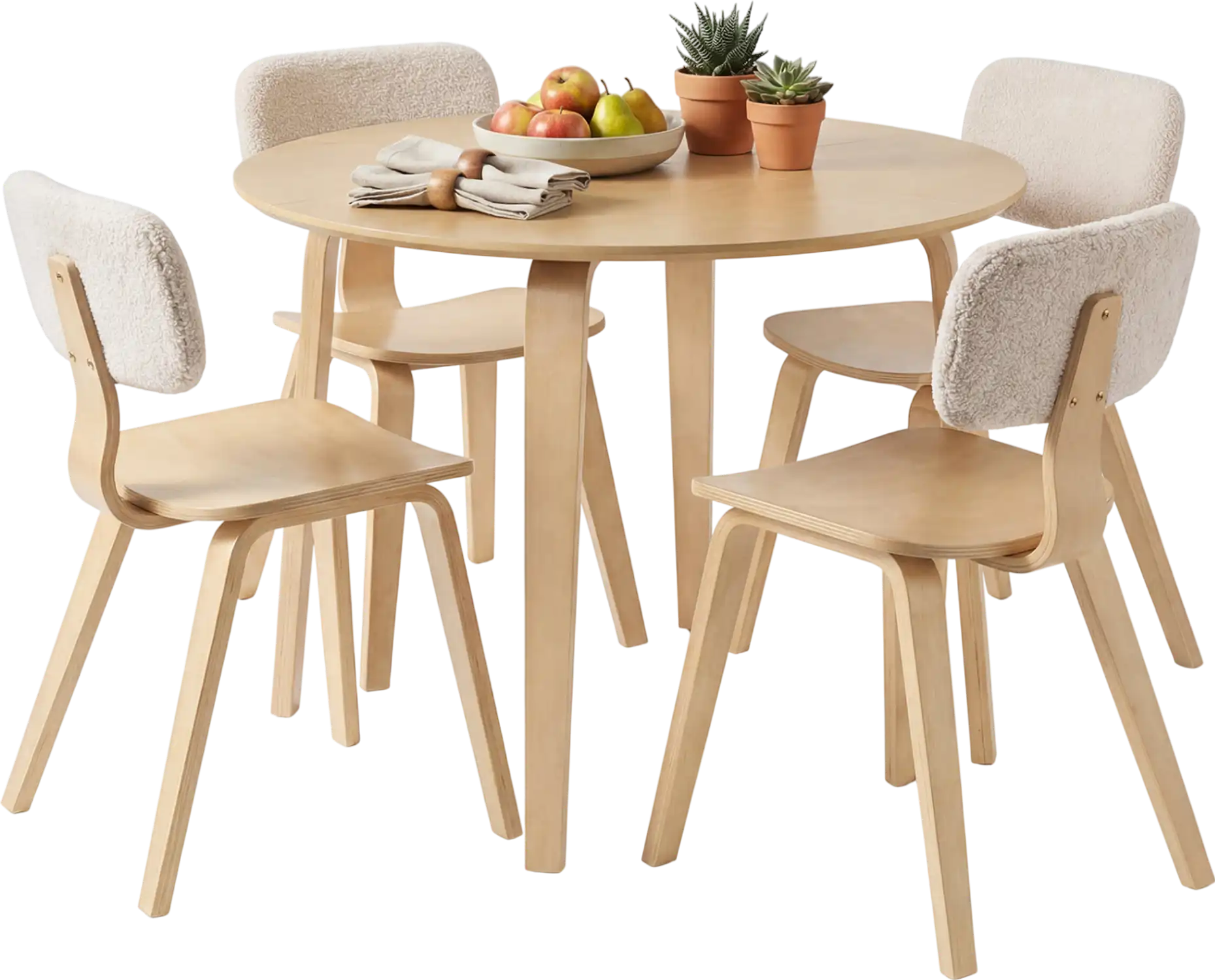 Costway 5-Piece Round Dining Table Set w/ 4 Padded Chairs Rubber Wood 91917551 New