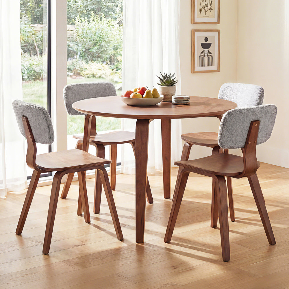 5 Piece Dining Table Set with 4 Padded Dining Chairs and Rubber Wood Table-Walnut & Gray - Gallery View 1 of 8