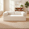 Beige 4-in-1 convertible folding sofa bed with removable armrests, plush corduroy cover, perfect for lounging or.