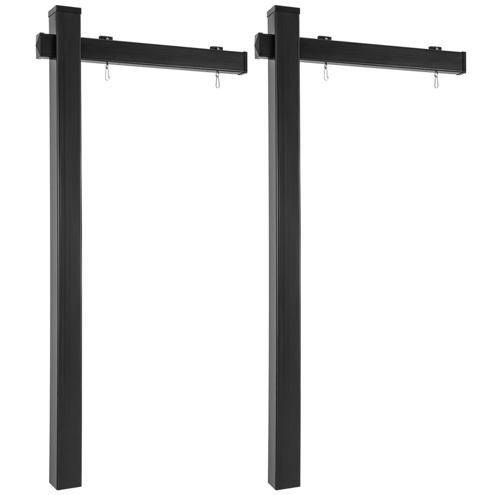 Set of 2 black vinyl UPVC real estate yard sign posts, 6 feet tall, designed for easy installation and durability.