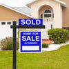 Black vinyl UPVC real estate yard sign post with "Sold" and "Home for Sale" signs, ideal for open houses.