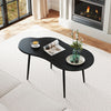 Cloud shape coffee table with black metal frame, featuring a wide tabletop and elegant curves, perfect for living room.