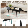 Cloud shape coffee table with a black metal frame and adjustable foot pads, perfect for living rooms or offices.
