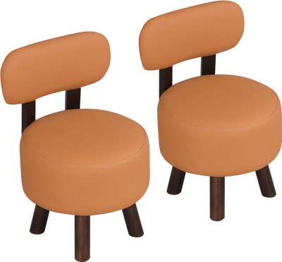 Costway Round Ottoman Footrest Stool Set of 2 with Backrest 22416231 New