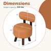 Round orange footrest stool with backrest, featuring rubber wood legs and ergonomic design, ideal for living rooms or.