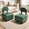 Green small rolling footrest stools set of 2 with supportive backrest and lockable wheels for versatile use.