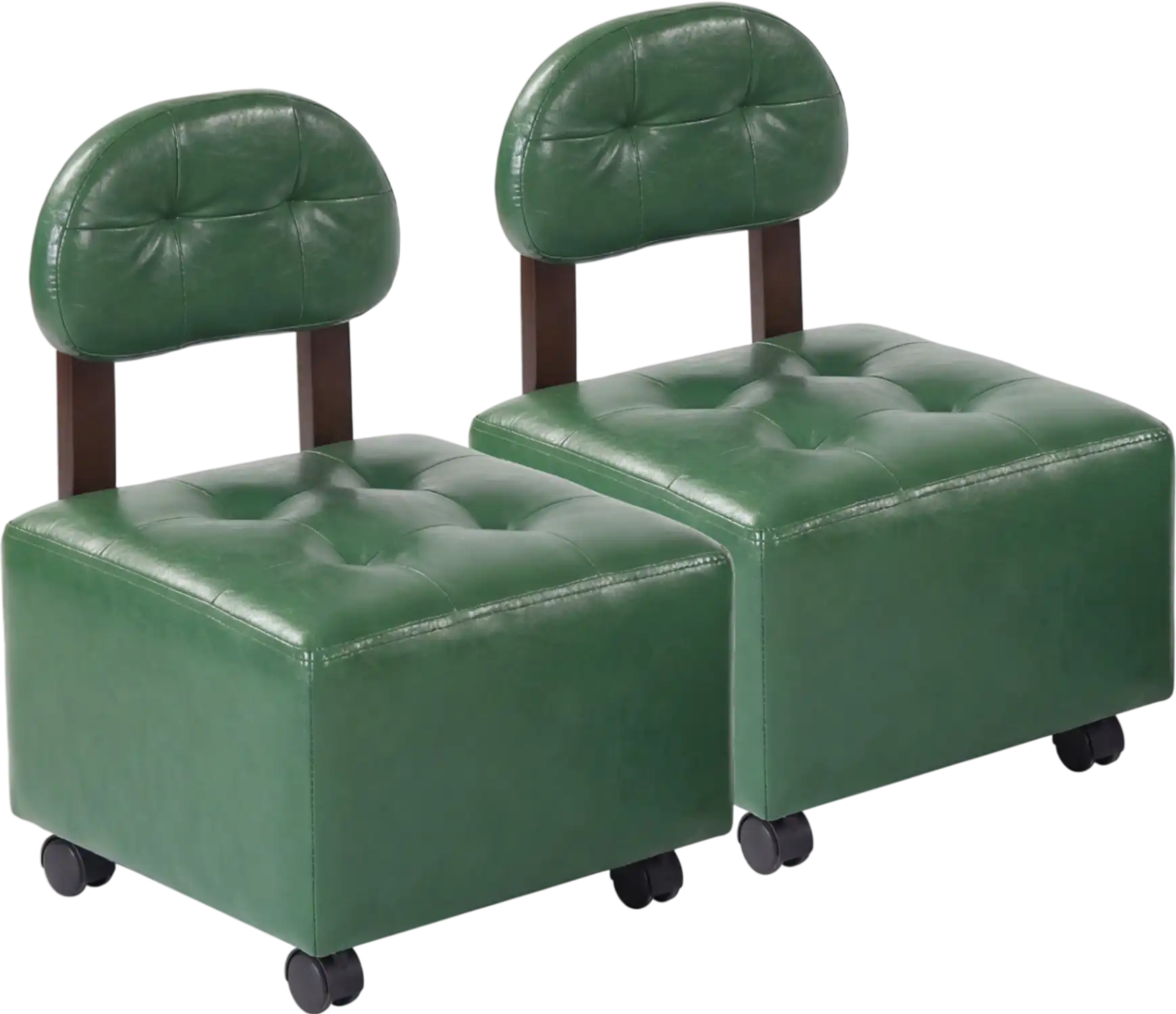 Costway Set of 2 Small Rolling Fabric Ottomans w/ Lockable Wheels 35356248 New
