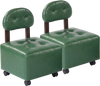 Small green rolling footrest stools set of 2 with supportive backrests and lockable wheels for versatile use.