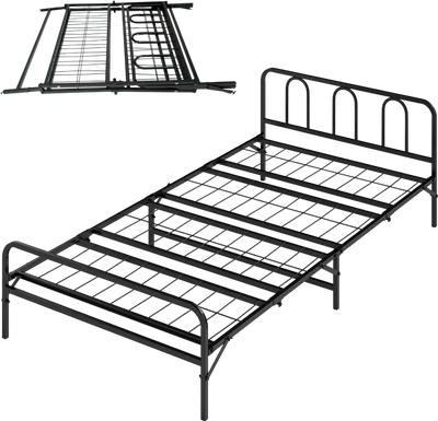 Costway Heavy Duty Metal Twin Foldable Bed Frame w/ Headboard Footboard 99717285 New
