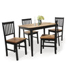 Dining table and chair set with walnut wood grain finish, includes 1 table and 4 high backrest chairs for kitchen use.
