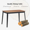 Dining table with walnut wood grain finish and sturdy rubber wood legs, perfect for home kitchens and dining areas.