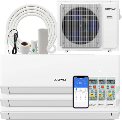 Costway UltrEco 24000 BTU 3 Zone 23 SEER2 WiFi Mini Split Air Conditioner Heat Pump 12021109 New