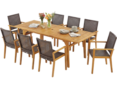 Costway 9-Piece Expandable Patio Dining Set Deck Garden 97304680 New