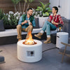 Fire pit table set with a 40,000 BTU output, made of terrazzo, perfect for outdoor gatherings and warmth.