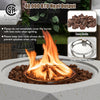 Stainless steel burner with lava rocks in the 40,000 BTU fire pit table set for outdoor warmth and ambiance.