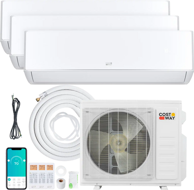 Costway X-Pro 27000 BTU 3 Zone 24 SEER2 Mini Split AC Heat Pump 23834451 New
