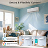 X-Pro 27000 BTU Mini Split AC with Heat Pump, showing smart control features and stylish living room setup.