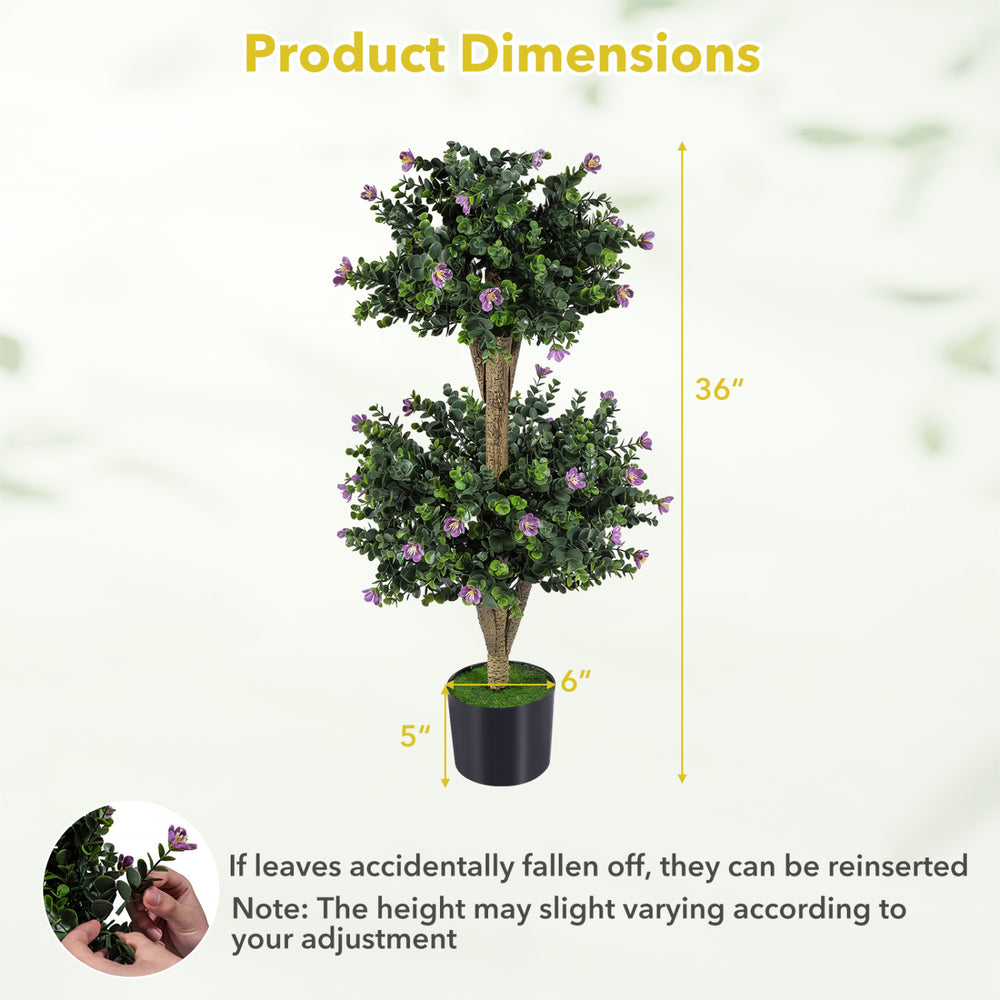 Faux bush plant with 41 blossoms, 36 inches tall, featuring a natural trunk and vibrant flowers for home decor.