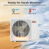 X-Pro 18000 BTU mini split AC unit with heat pump, designed for efficient cooling and heating in harsh weather.