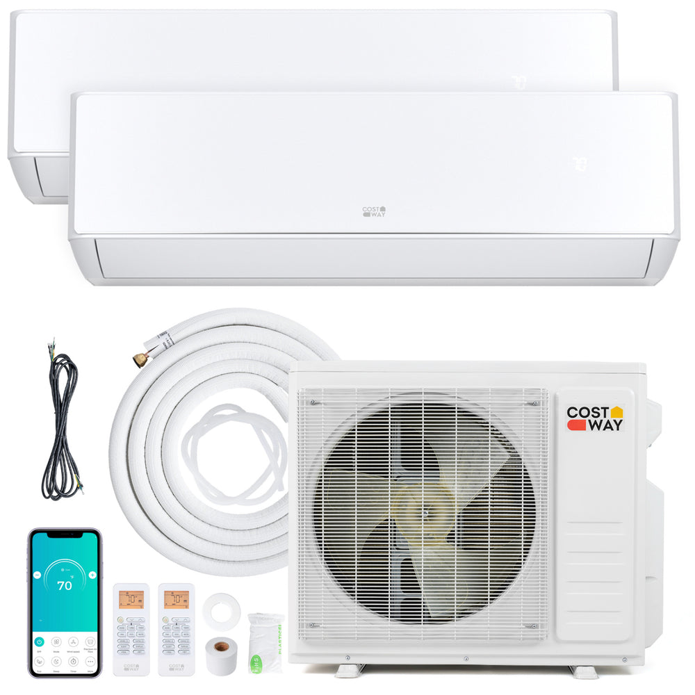 X-Pro 18000 BTU 2 Zone 24 SEER2 Mini Split AC with Heat Pump-12K + 12K - Gallery View 1 of 10