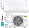 X-Pro 35000 BTU mini split AC system with heat pump for 3 zones, featuring energy-efficient inverter technology.