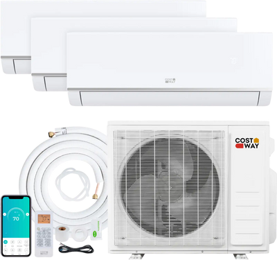 Costway Blast Pro 28000 BTU 3 Zone 20 SEER2 Mini Split AC Heat Pump 94274217 New