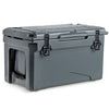 Rotomolded cooler with durable design, offering 5-7 day ice retention, ideal for camping and outdoor activities.