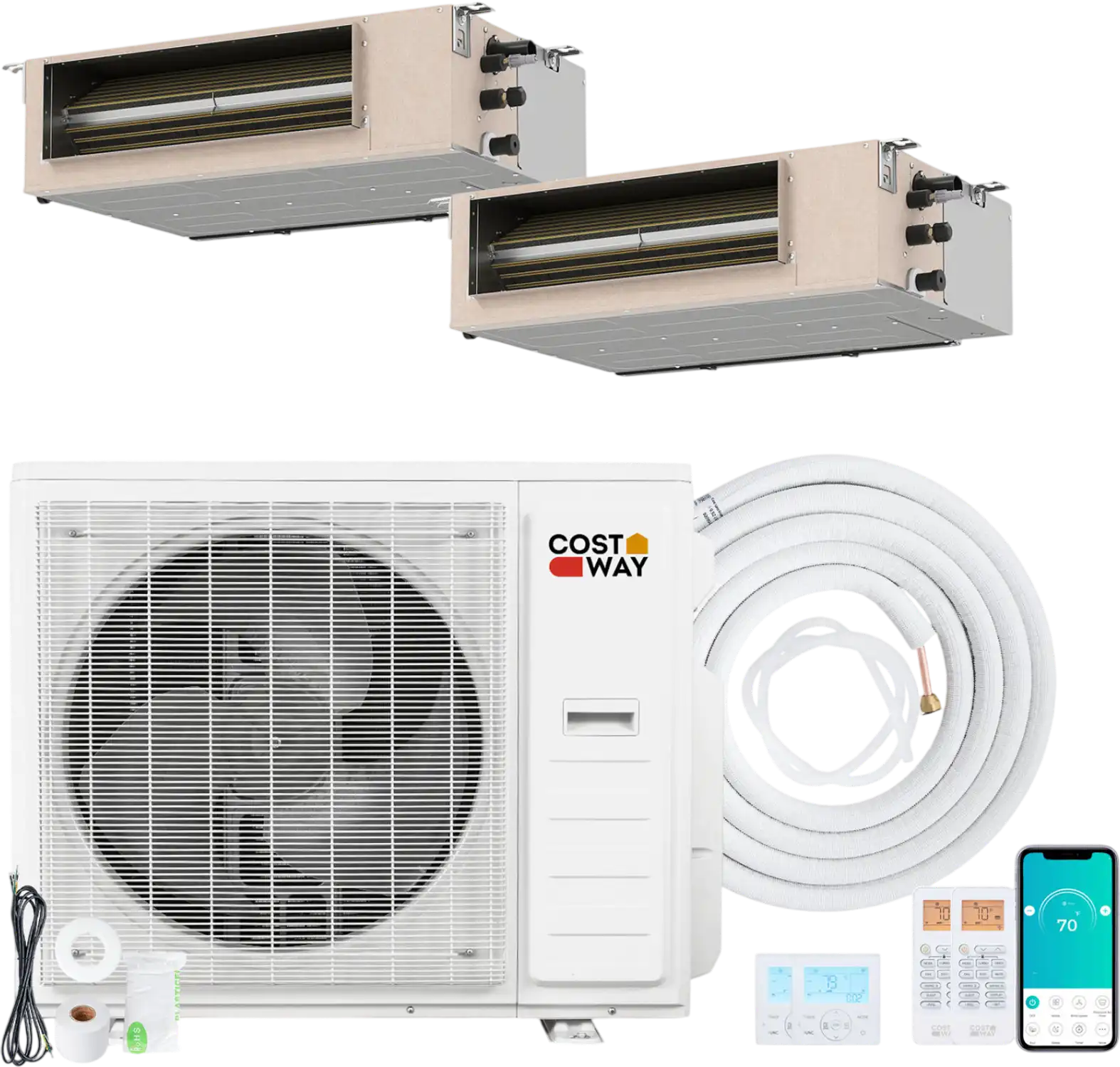 Costway X-Pro 35000 BTU 2 Zone 22.5 SEER2 Concealed Ducted Mini Split AC 55149551 New