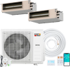 Concealed ducted mini split AC system with 35000 BTU capacity, featuring dual zones and smart control for efficient.