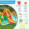 Giant bounce house with two slides, climbing walls, and splash pool, perfect for yard parties and family gatherings.