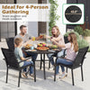 Round 42.5-inch patio dining set for 4 with black mesh chairs, perfect for outdoor gatherings in the garden or backyard.