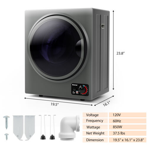 Compact washer and dryer combo with wall-mount design, saving floor space while handling 11 lbs of laundry per load.