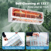 Smart mini split AC/heater with self-cleaning feature at 133°F, removable filters, and WiFi control for year-round.