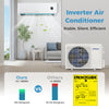 Mini split air conditioner with R32 refrigerant, 12000 BTU, WiFi control, designed for efficient cooling and heating.