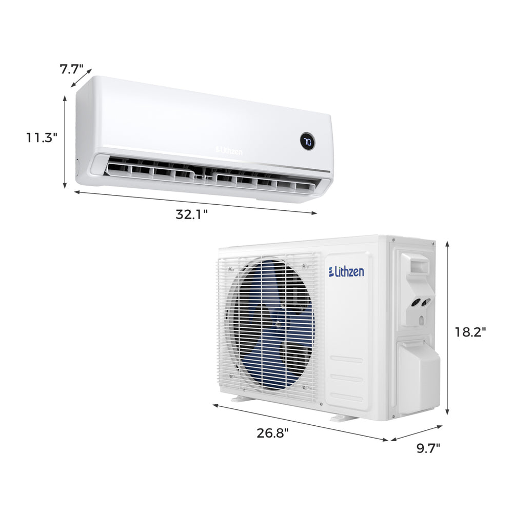 12000 BTU mini split air conditioner with WiFi, designed for rooms up to 600 sq.ft, featuring inverter technology.