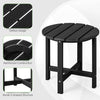 Round side table with slatted design and reinforced X-shaped structure, perfect for outdoor patio and poolside use.