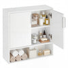 Bathroom wall cabinet in white with fluted doors, open cube, and adjustable shelf for organized storage.