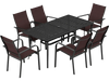 7-Piece Patio Dining Set for 6 with Rectangle Metal Table and Stackable Breathable Mesh Armchairs - Gallery View 1 of 11