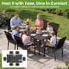7-Piece Patio Dining Set for 6 with Rectangle Metal Table and Stackable Breathable Mesh Armchairs - Gallery View 5 of 11