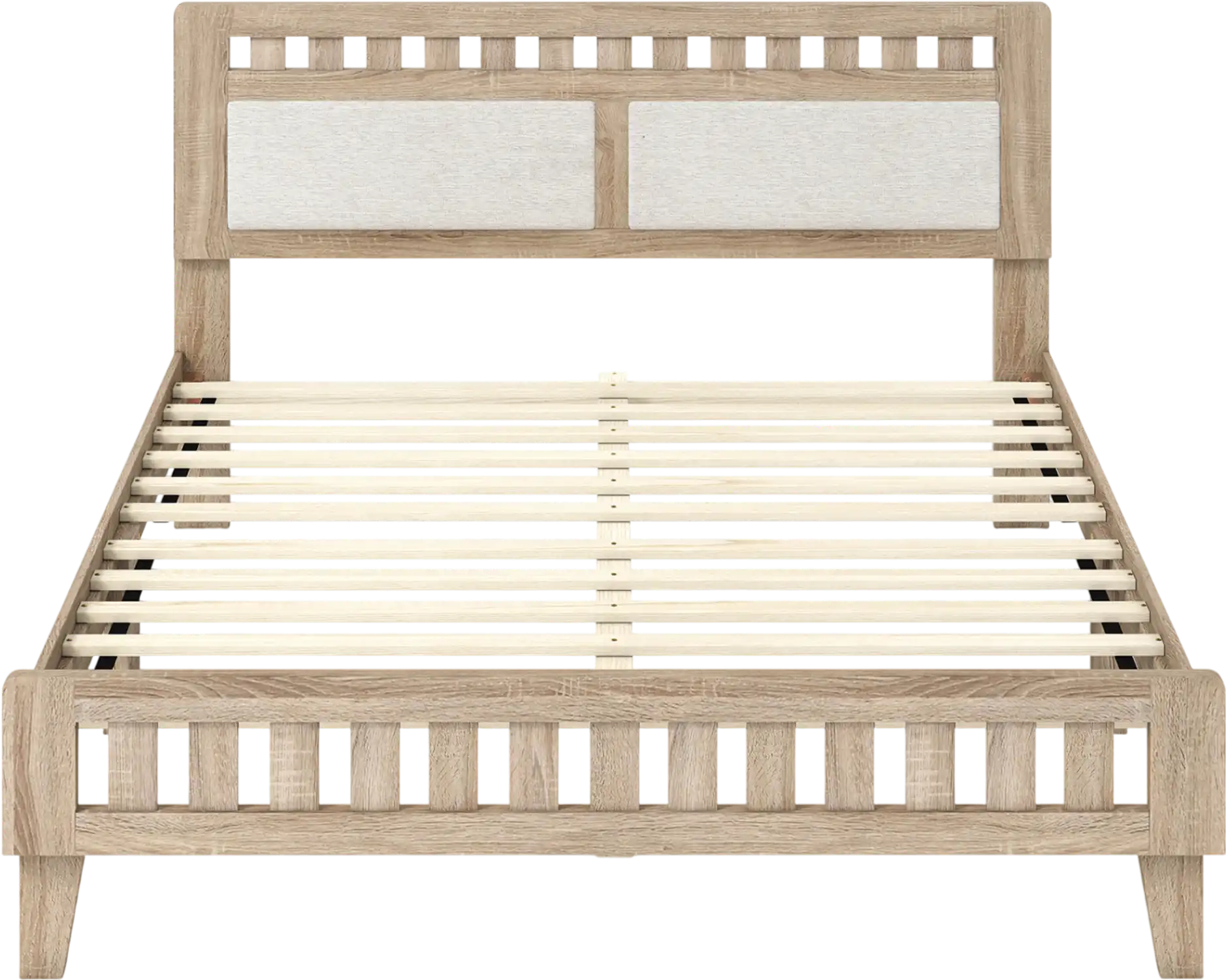 Costway Queen Wood Bed Frame Upholstered Headboard 89893742 New