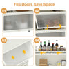 5-tier kitchen storage baker's rack with flip-up enclosed doors, showcasing space-saving design and organized storage.