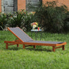 Adjustable Outdoor Wood Chaise Lounge Chair with 5-Postion Backrest-Gray - Gallery View 1 of 9