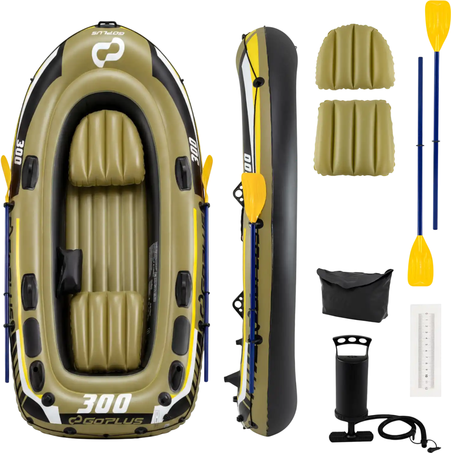 Costway 3-Person Inflatable Fishing Raft Boat Set w/ Oars Pump 68920281 New